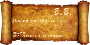 Bamberger Borsa névjegykártya